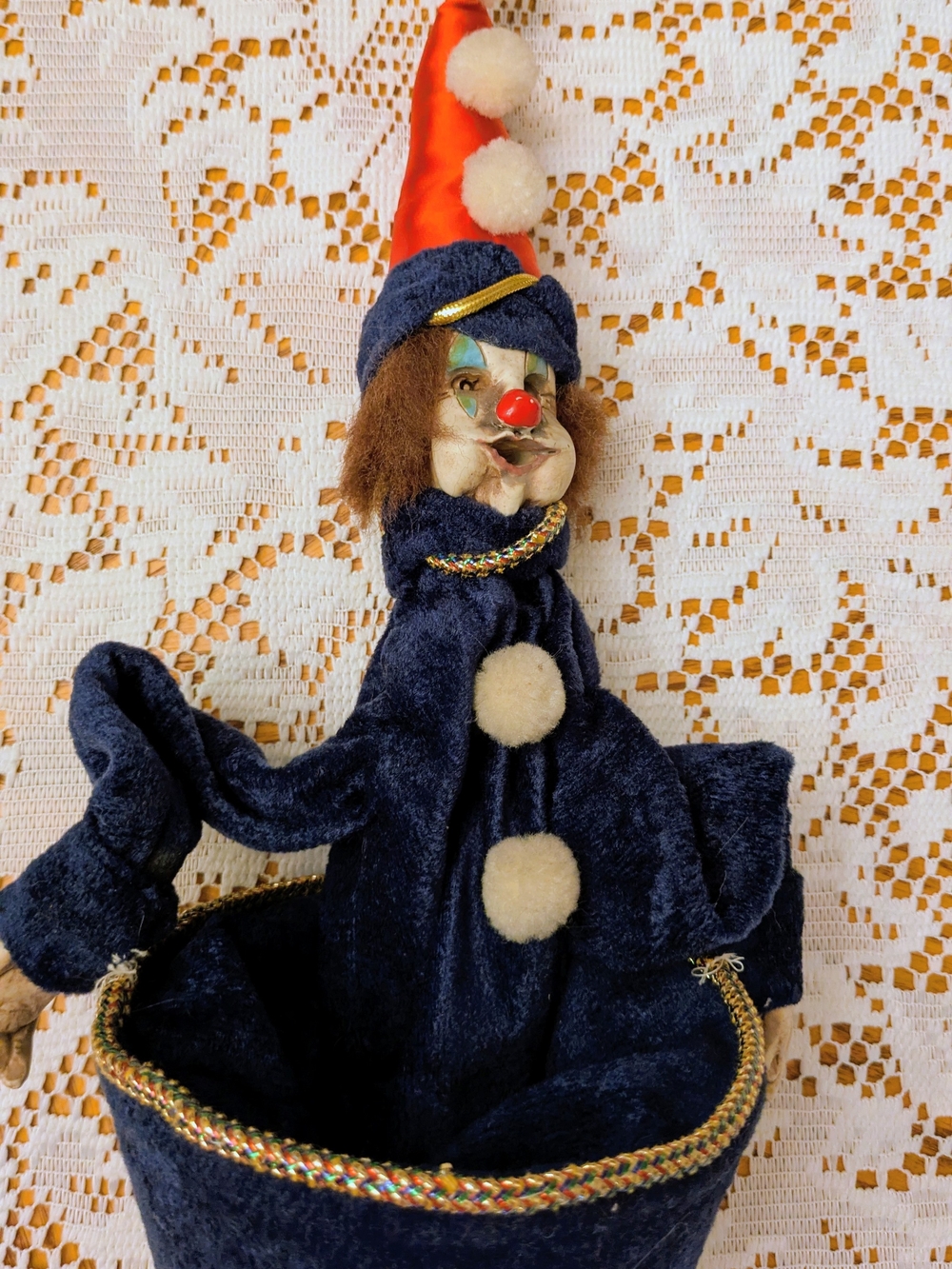 Vintage 1970s/1980s Peek-A-Boo Clown Cone Stick Puppet Toy